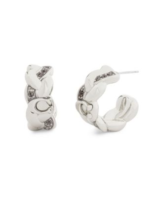 Faux Stone Signature C Braided Hoop Earrings