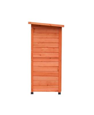 41 in. Outdoor Wooden Rabbit Hutch with 2 Removable No-Leak Trays Non-Slip Ramp Waterproof Roof in Natural