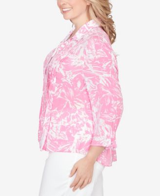 Plus Size Brushstroke Floral Silky Gauze Popover Top