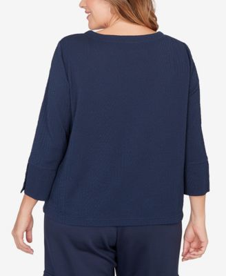 Plus Size Abstract Textured Pucker Knit Boxy Top