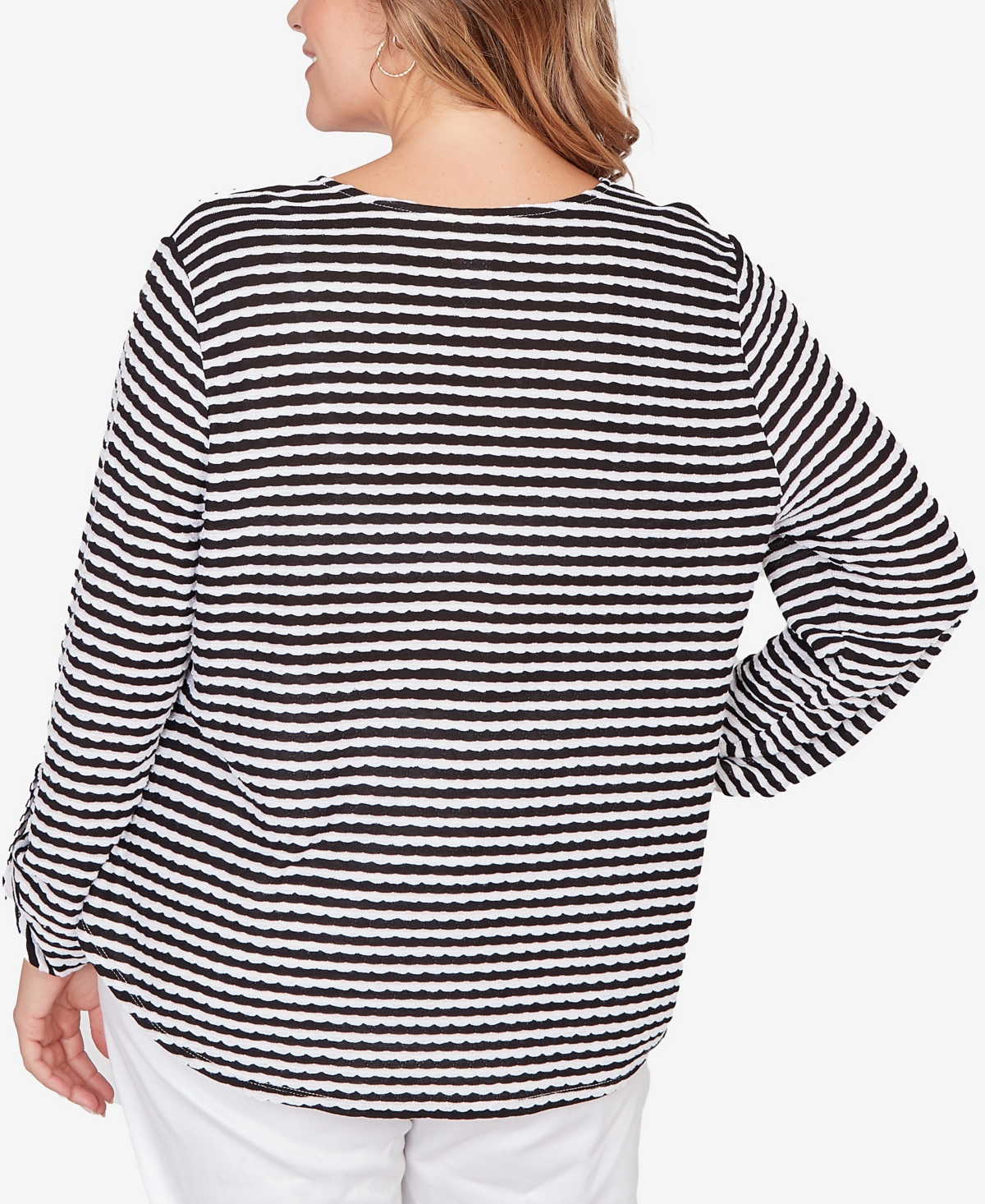 Ruby Rd. Plus Size Mitered Scallop Stripe Tunic Top In Multi