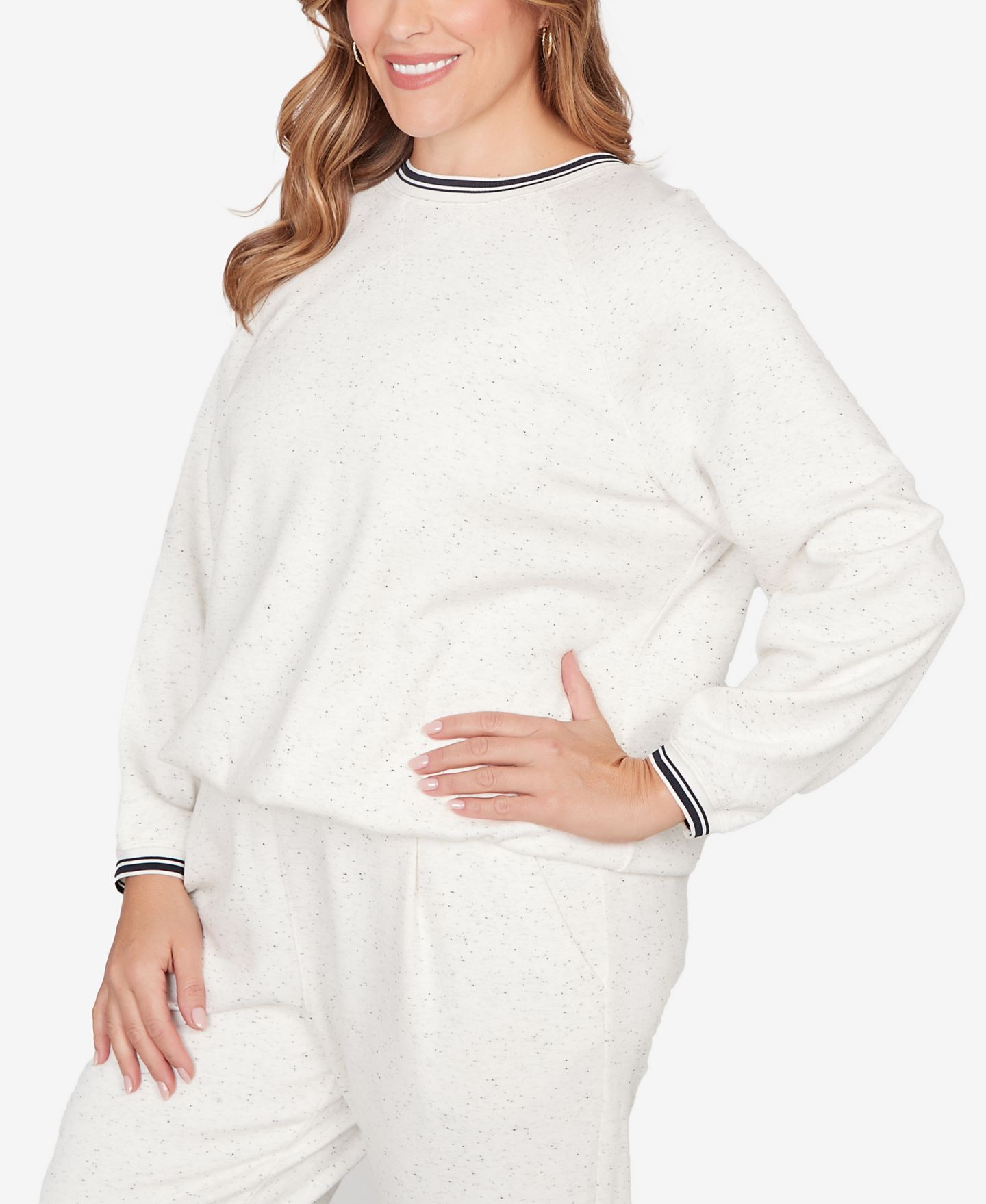 Женский свитер Ruby Rd. Plus Size Bubble Hem Fleck Knit Pullover Top, цвет: Слоновая кость разноцветный — фото 2