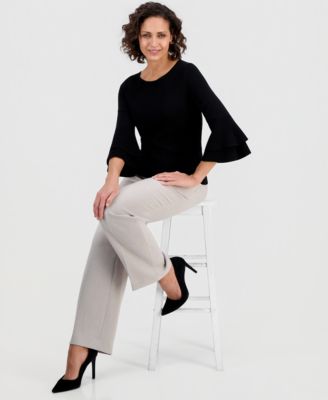 Petite Double-Flare-Sleeve Pullover Sweater