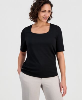 Women's Textured Elbow-Sleeve Top