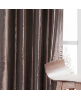 Ruched Solid Faux Silk Taffeta Room Darkening Curtain