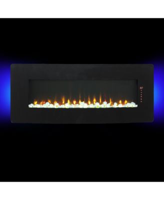 48 inch Curved Front Wall Mounted Electric Fireplace with remote and multi color flame & emberbed