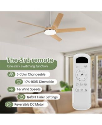 52-inch Modern Sand Nickel 5-Blade Tri-Color Dimming Ceiling Fan with Remote Control and Timing Function for Indoor
