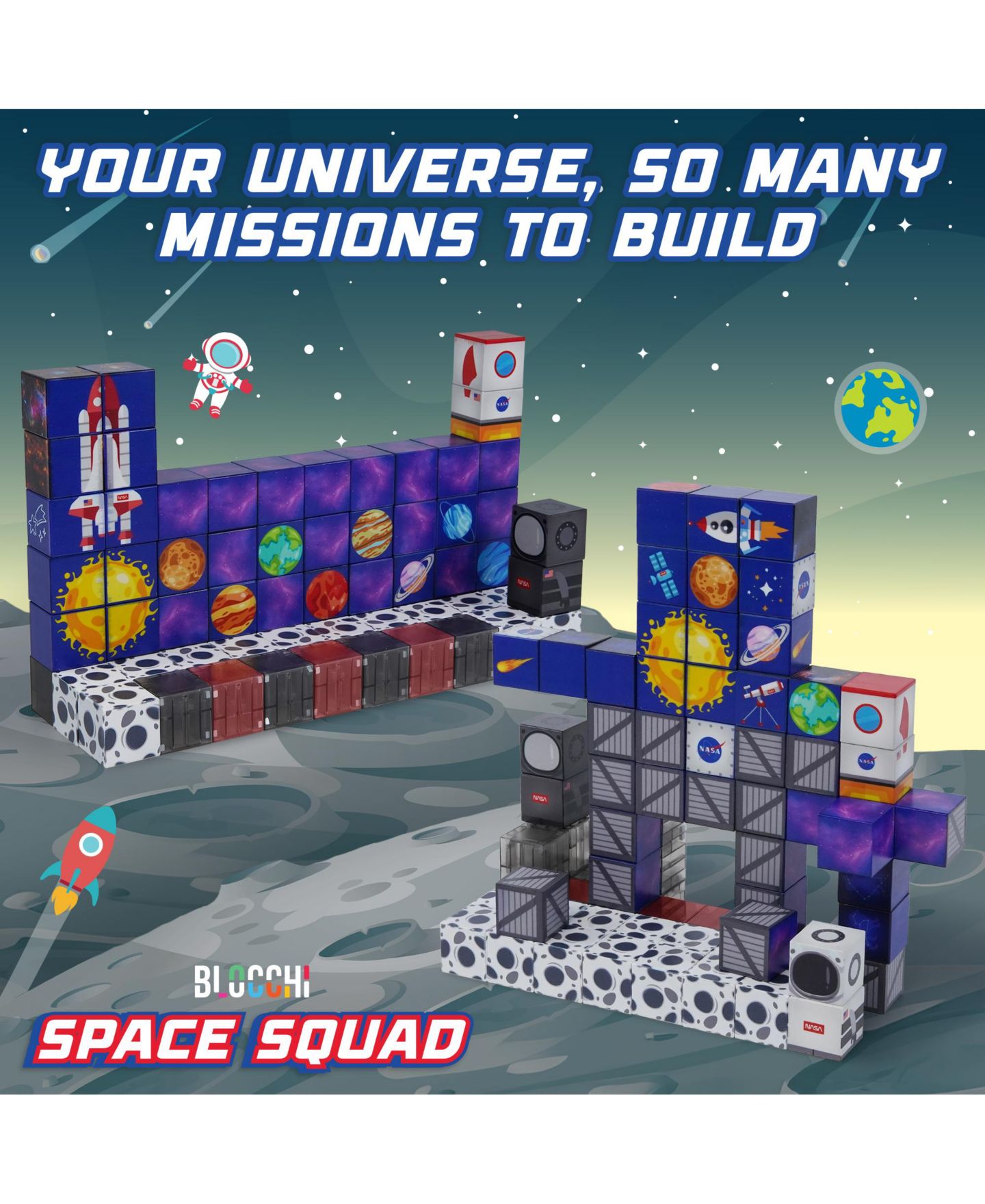 Детский конструктор USA Toyz Space Squad Magnetic 84-Piece Building Set, Ages 3+ — фото 4