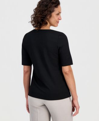 Women's Textured Elbow-Sleeve Top