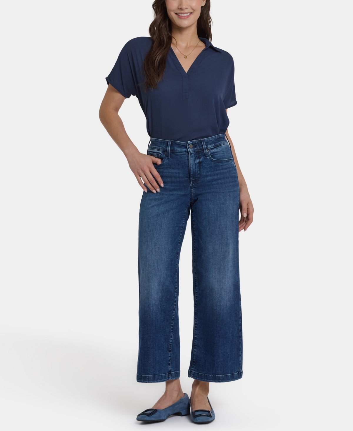 Nydj Women's Teresa Wide Leg Ankle Hem Jeans In Blue