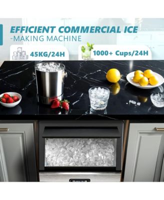 33-lb Ice Storage 100-lb Ice Per day Cubed Ice Maker with Scoop in Silver