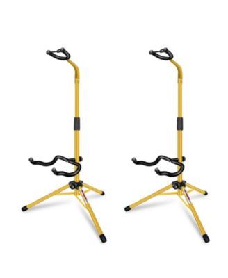 5Core Guitar Stand Pair Floor Folding Holder Soporte Para Guitarra for Acoustic Electric Bass - GSH HD D-BLU 2PK