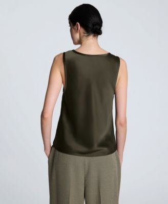 Women's Satin Scoop Neck Sleeveless Tank Top