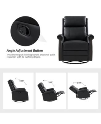 30.5" Wide Genuine Leather Manual Recline, Contemporary Style Osvaldo Recliner Chair