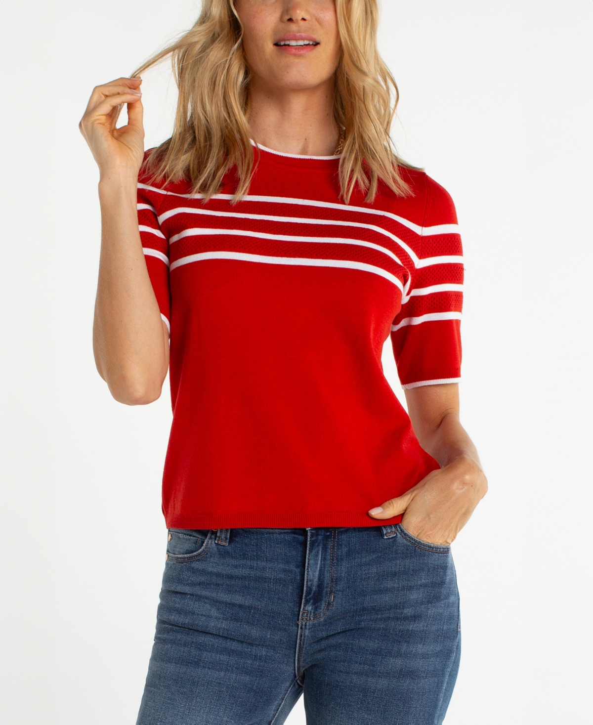 Liverpool Los Angeles Women's Short-Sleeve Crewneck Sweater