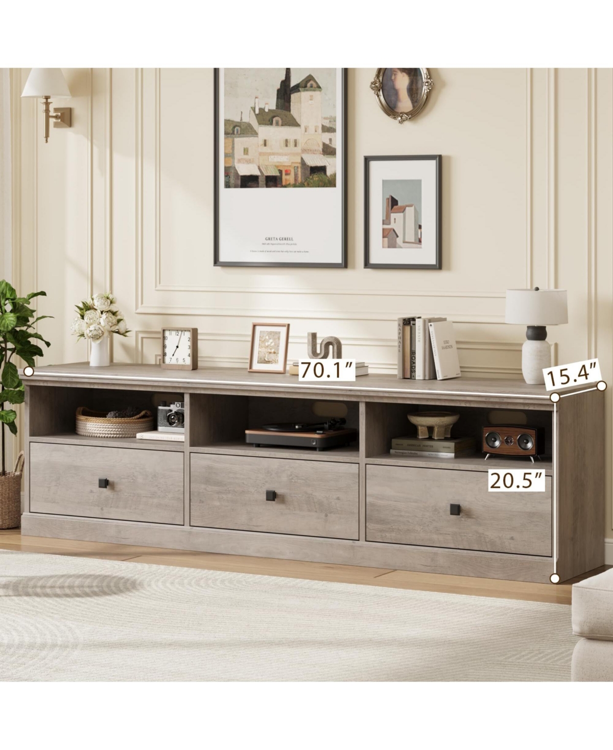 gaomon Tv Stand for 75 Inch Tv, Mid-Century Modern Entertainment Center