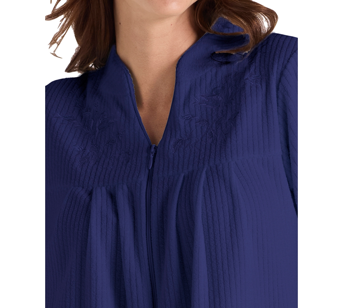 Miss Elaine Women's Zipper Short Robe In Brown