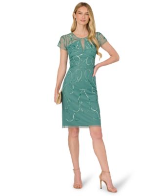 Women's Beaded Short-Sleeve Sheath Dress