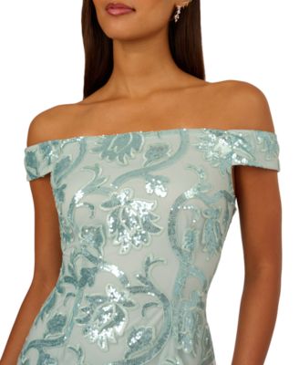 Women's Off-The-Shoulder Sequin Sheath Dress