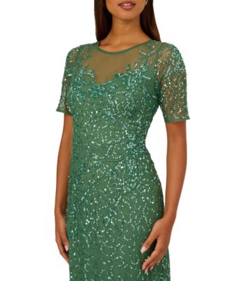 Women's Beaded Column Short-Sleeve Dress
