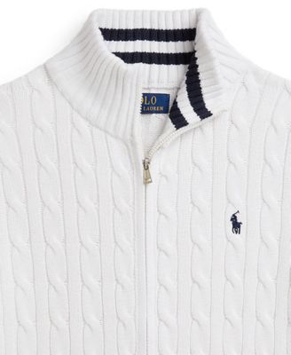 Boys 8-20 Cable-Knit Cotton Full-Zip Sweater