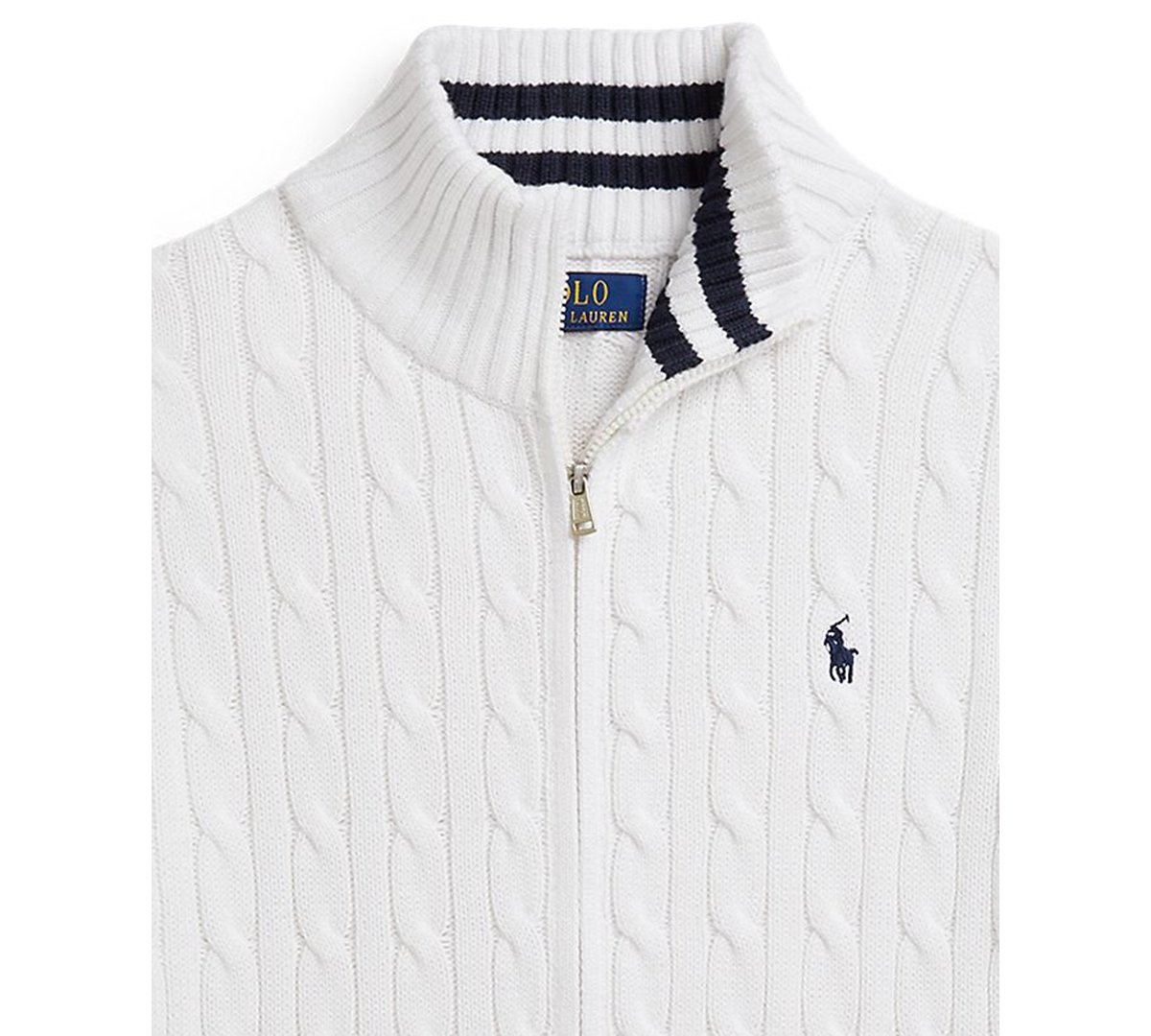 Polo Ralph Lauren Cable-knit Cotton Zip-up Sweater In White