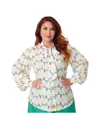 Plus Size Long Sleeve Neck Tie Gwen Blouse