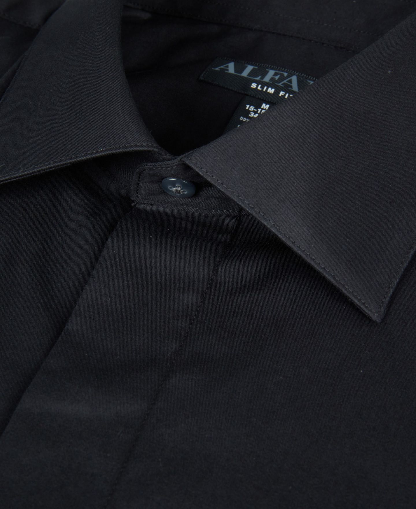 Мужская рубашка Alfani Slim-Fit Formal Solid Dress Shirt, цвет: Чёрный — фото 8