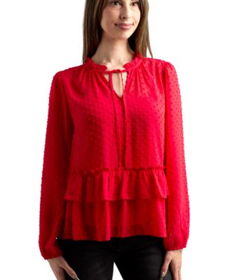 BCX - Women's Heart Clip Long-Sleeve Top