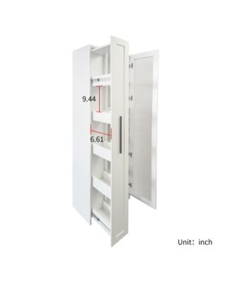 Kitchen Pantry Cabinet with Glass Doors and Pull-Out Multi-Tier Shelves, Storage Organizer for Kitchen and Bar