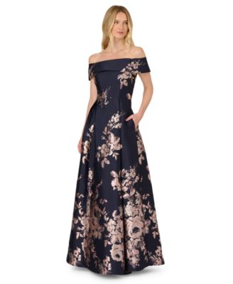 Adrianna Papell - Women's Floral Print Off-The-Shoulder Dress