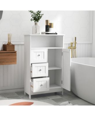 Bathroom standing storage cabinet with 3 drawers and 1 door-White