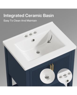 24" Modern Bathroom Vanity with Sink,2 Doors and 1 Drawer, Freestanding Bathroom Vanities Cabinet Combo