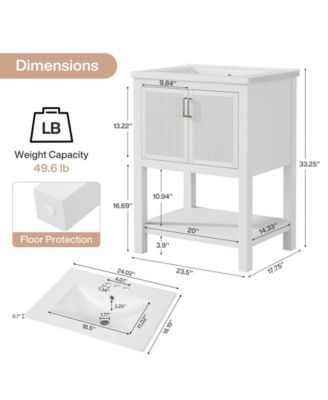 24" Modern Bathroom Vanity with Sink,2 Doors and 1 Drawer, Freestanding Bathroom Vanities Cabinet Combo
