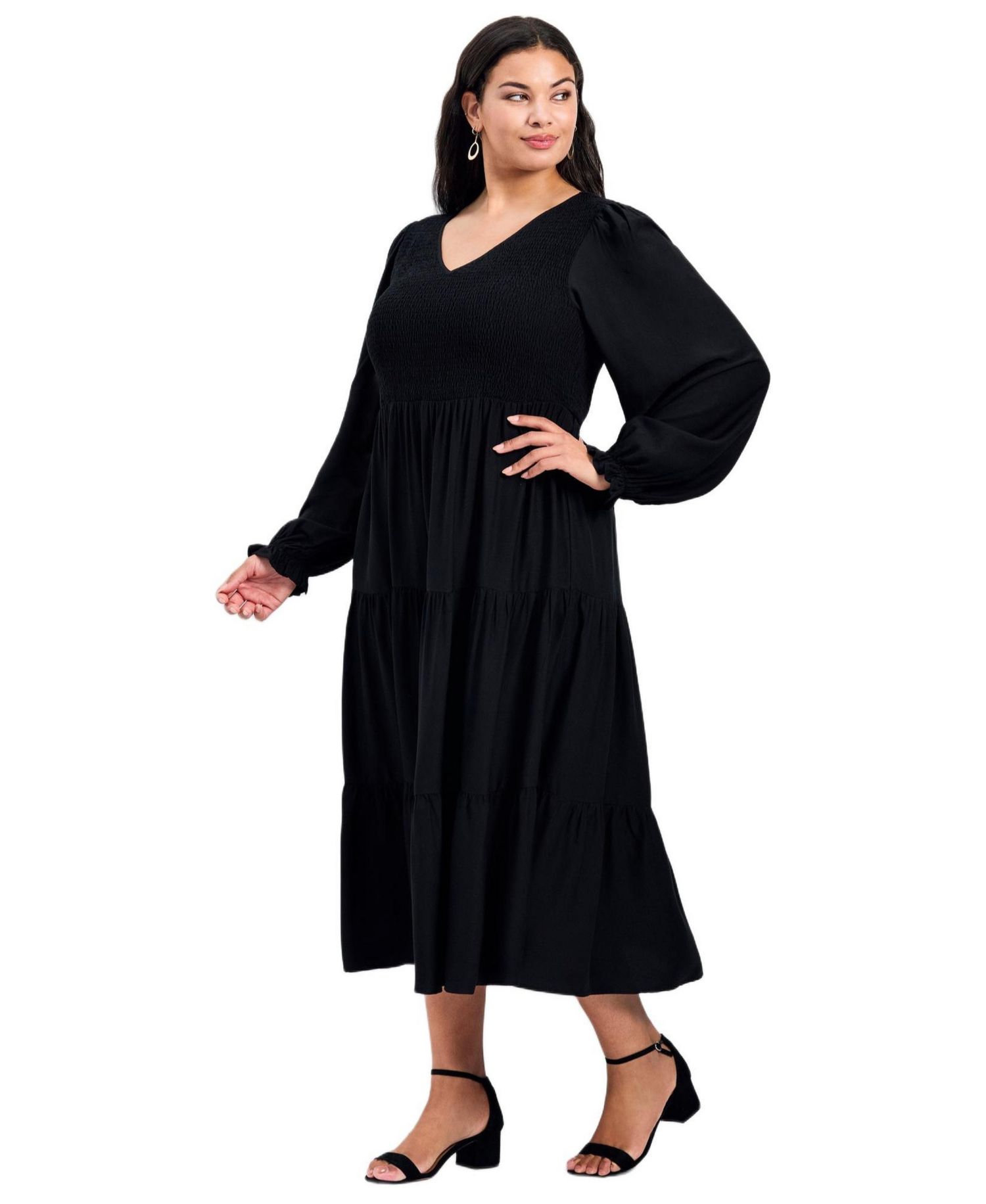 Women's Plus Size Indi Puff Sleeve Shirred Dress