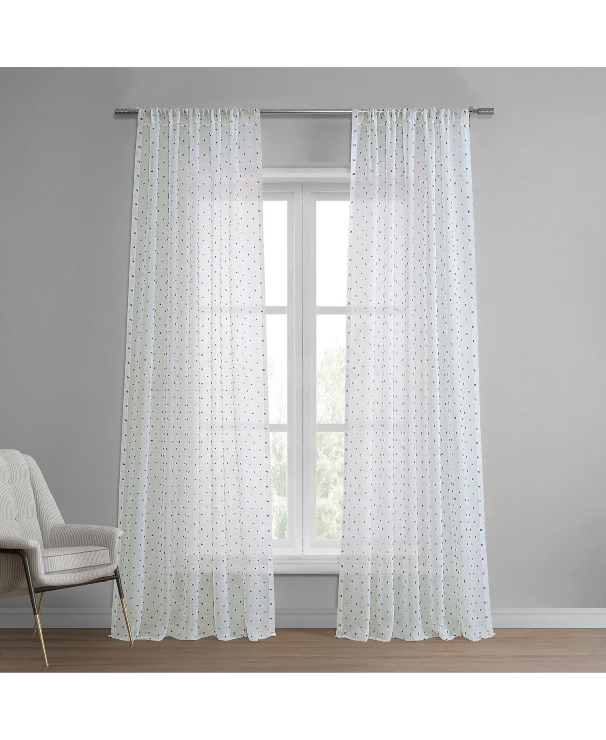 Half Price Drapes Altair Geometric Patterned Faux Linen Sheer Curtain