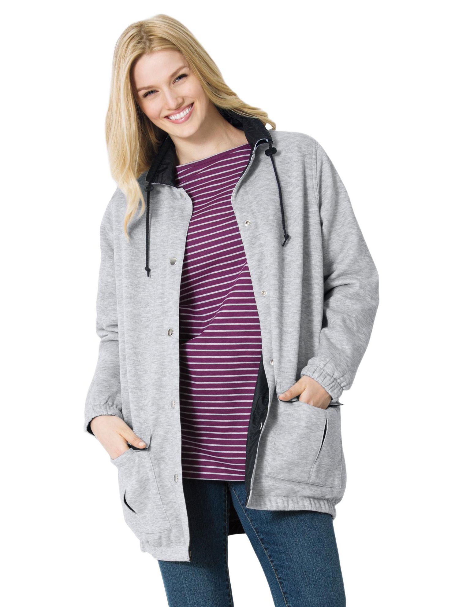 Plus Size Fleece Nylon Reversible Jacket