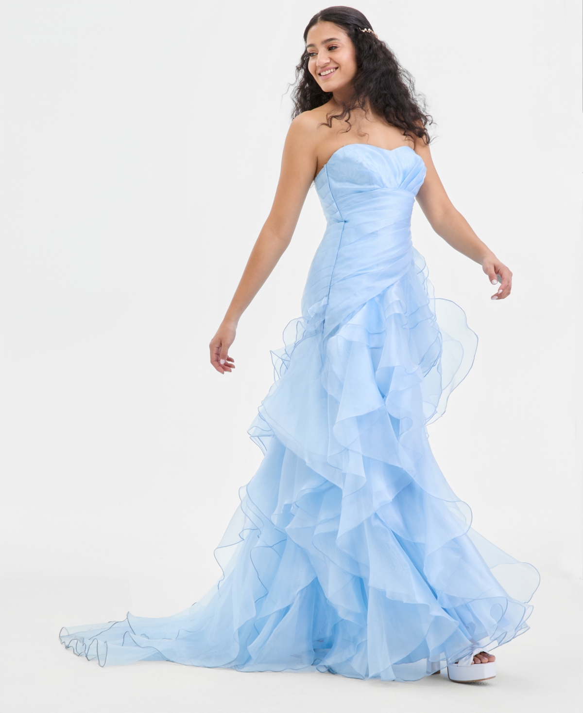 Say Yes Juniors' Ruffled Strapless Ball Gown, Created for Macy's