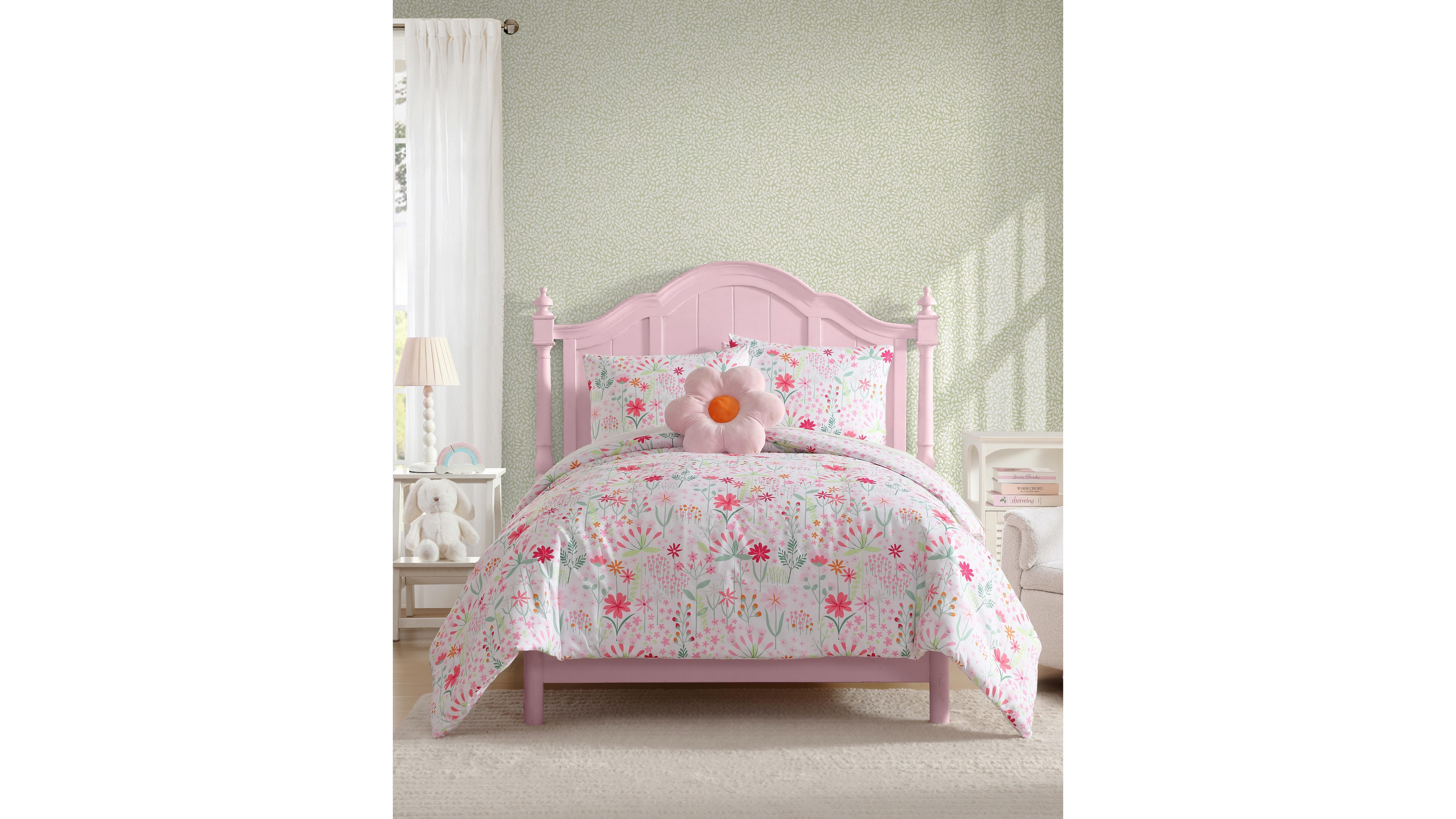 Laura Ashley Sunshine Flowers Microfiber 3-Pc. Comforter Set, Twin
