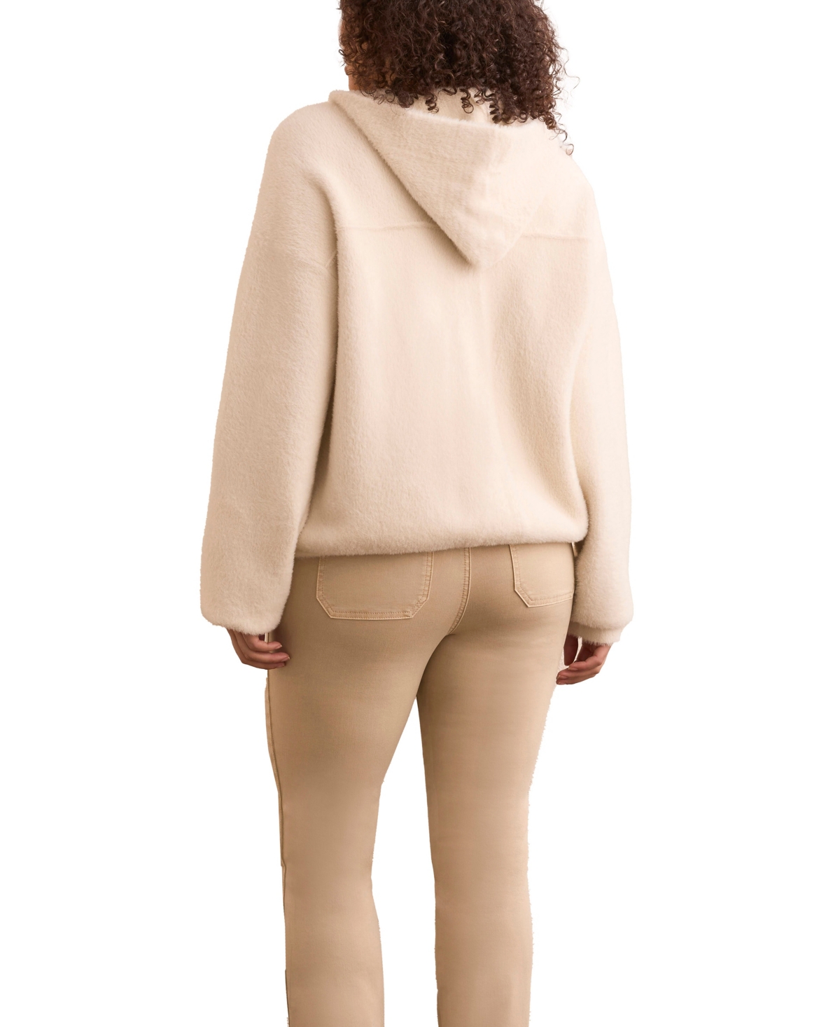 Tribal Women's Button-Front Elastic Hem Fuzzy Sweater Cardigan