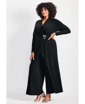 Women's Plus Size Glamour Wrap Front Jumpsuit