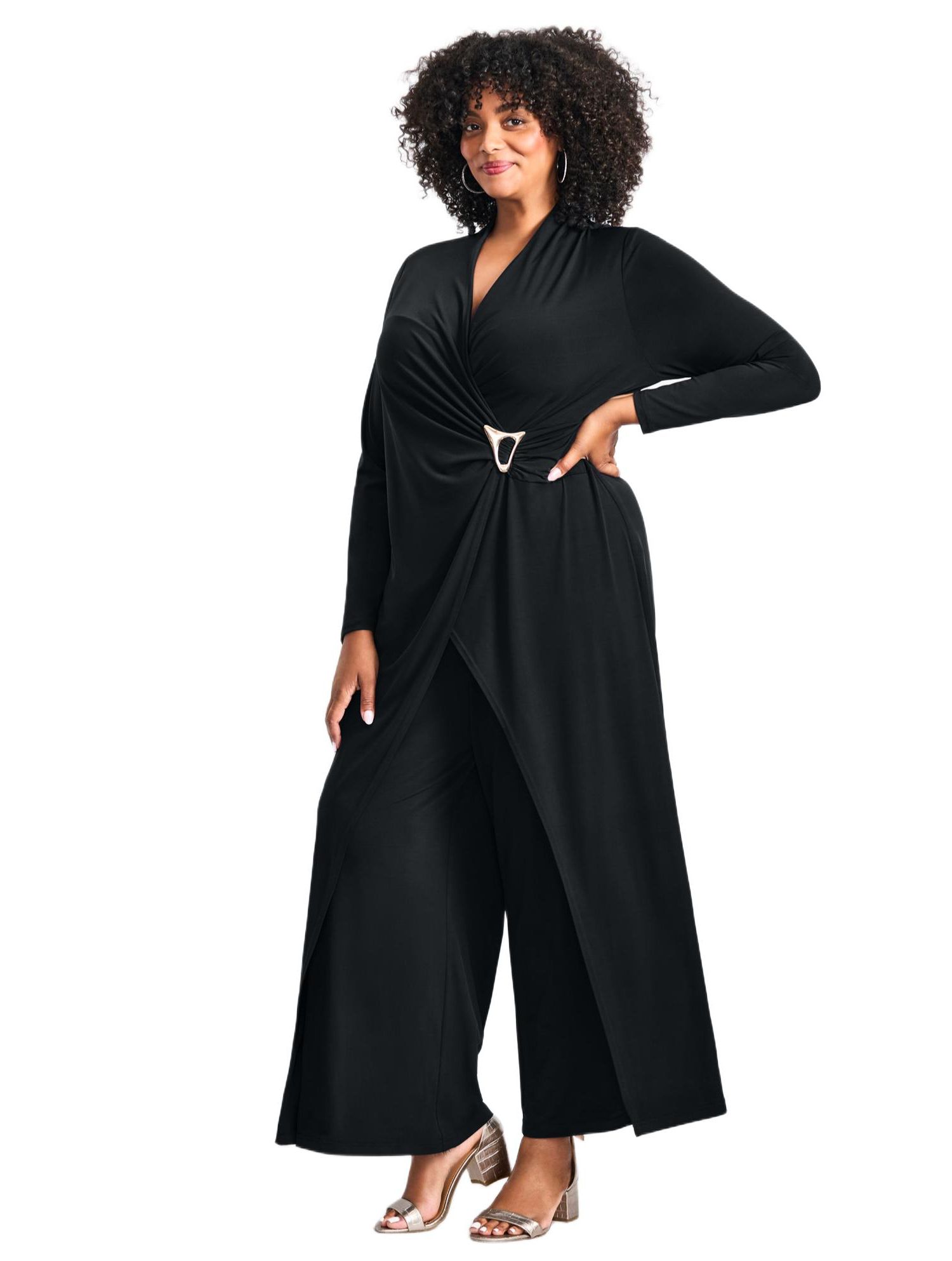 Women's Plus Size Glamour Wrap Front Jumpsuit