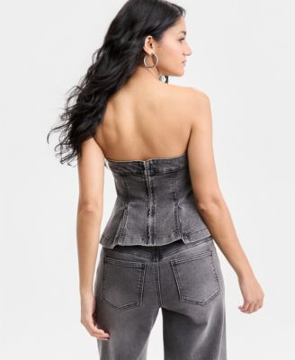 Women's Denim Button-Front Bustier, Macy's Exclusive