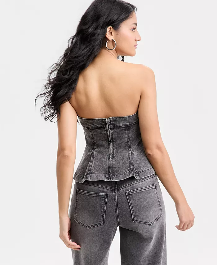 Women's Denim Button-Front Bustier, Macy's Exclusive - thumbnail 4