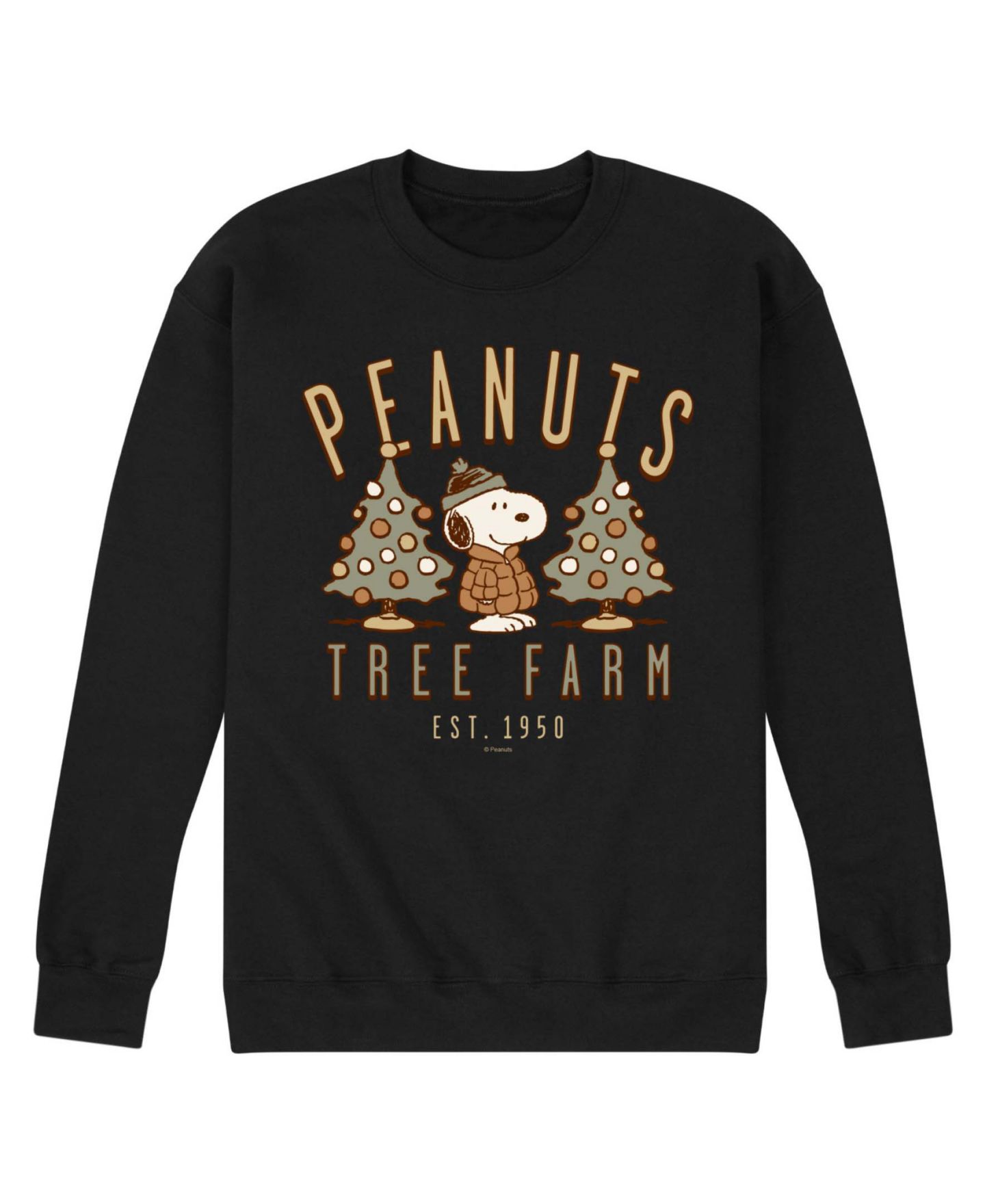 Мужской свитшот AIRWAVES Peanuts Snoopy Christmas Tree Farm Crewneck, цвет: Чёрный — фото 1