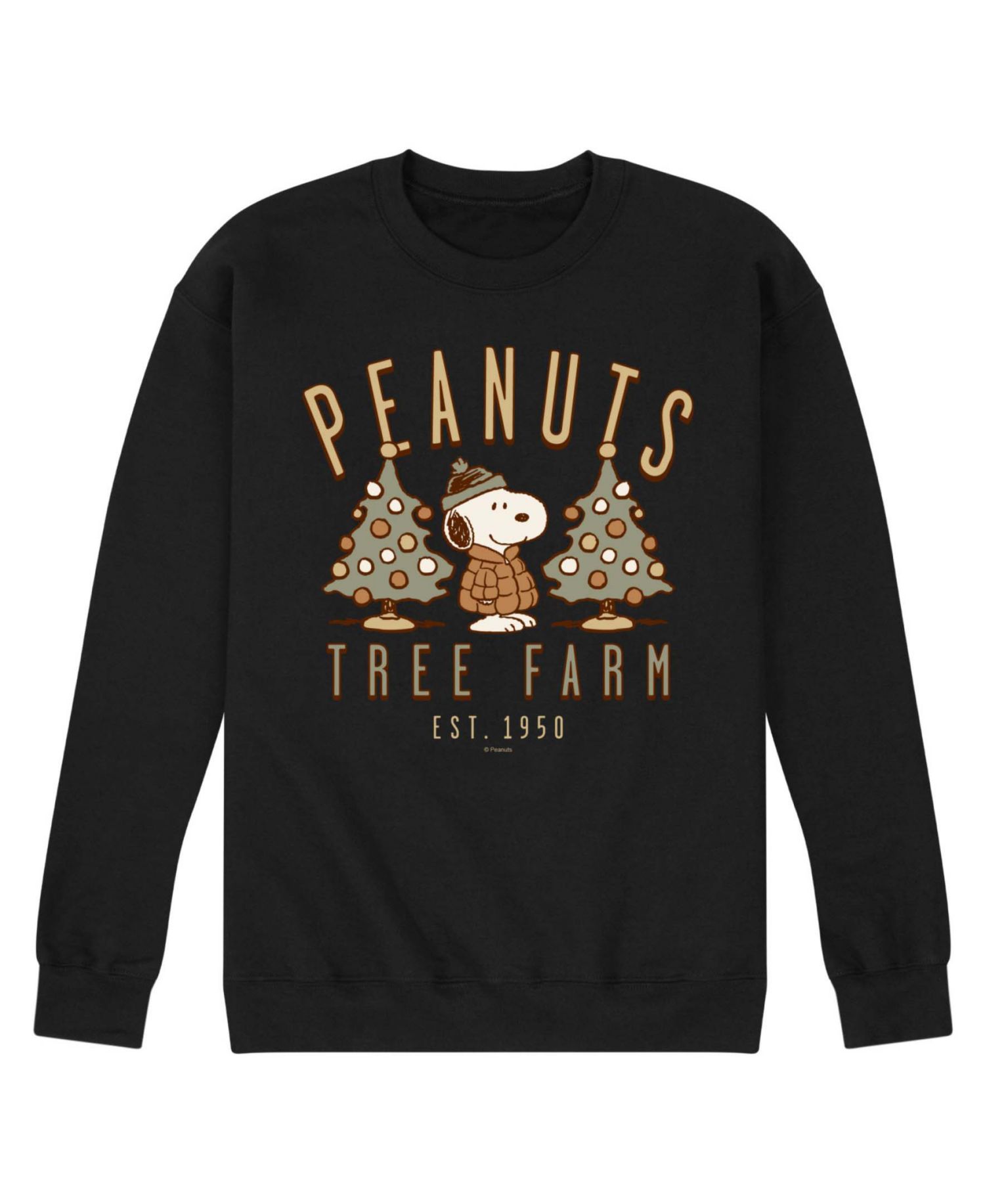 Men's Peanuts Snoopy Christmas Tree Farm Crewneck Sweatshirt