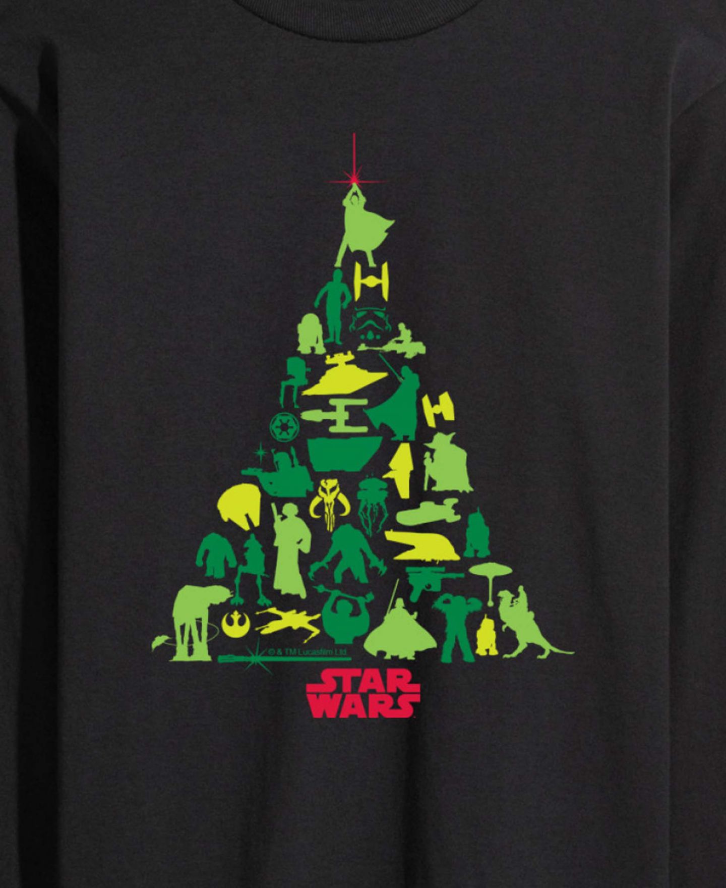 Мужская футболка AIRWAVES Star Wars Christmas Tree Long-Sleeve, цвет: Чёрный — фото 2