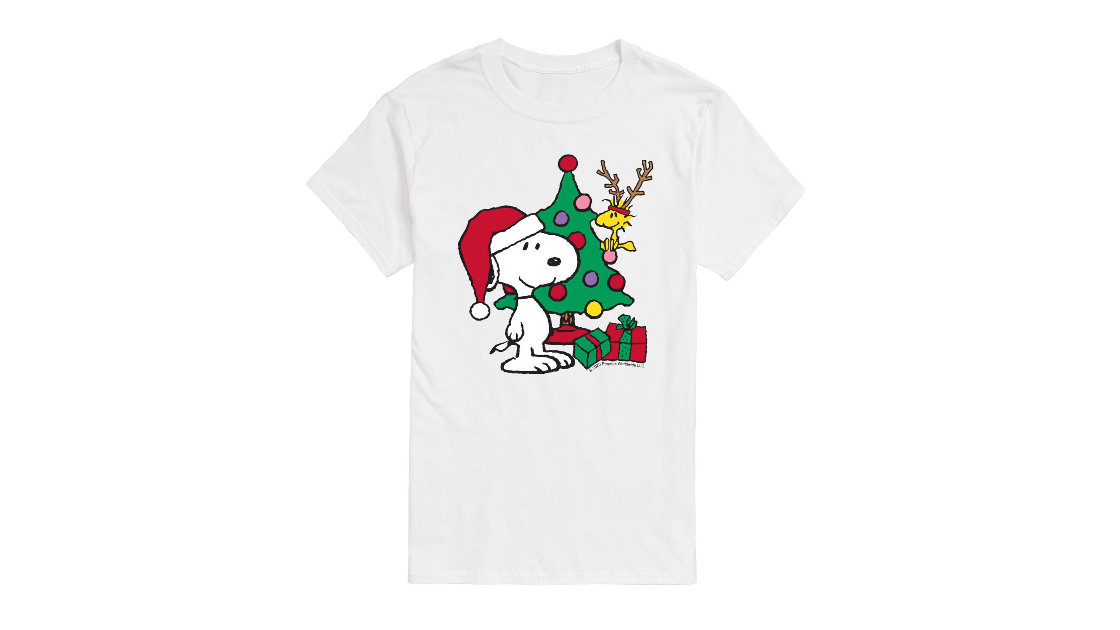 Airwaves Men's Snoopy and Christmas Tree Graphic T-Shirt
