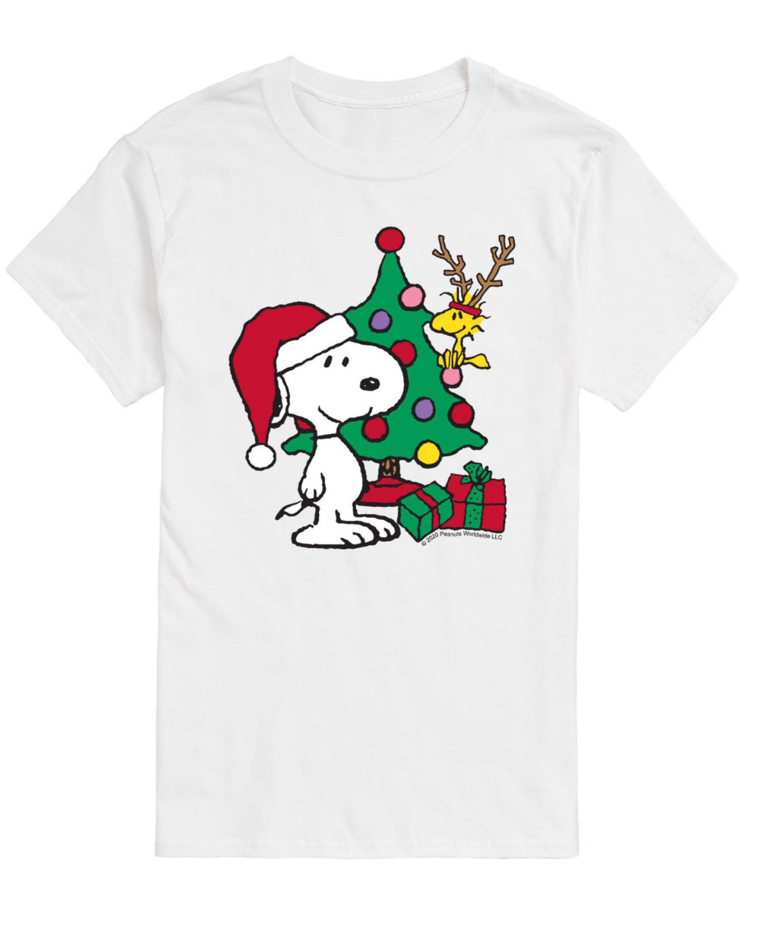 Men's Snoopy and Christmas Tree Graphic T-Shirt