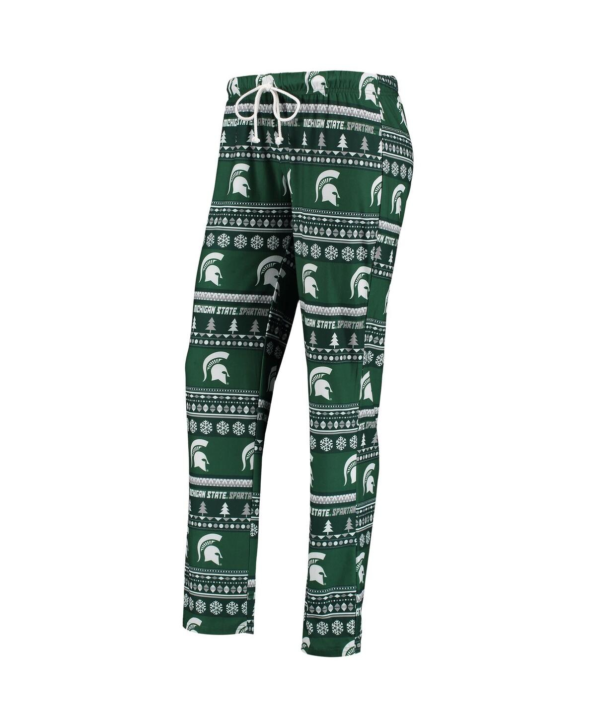 Concepts Sport Women's 2-piece Green Michigan State Spartans Holiday Long Sleeve Top And Pants Sleep Set In Green
